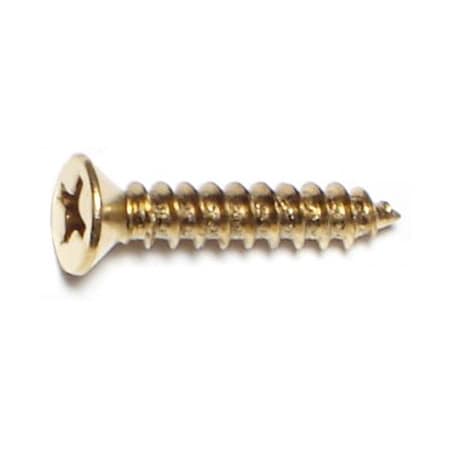 Midwest Fastener Sheet Metal Screw, #6 x 3/4 in, Brass Plated Steel Flat Head Phillips Drive, 50 PK 64122